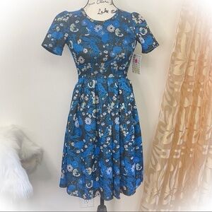 LuLaRoe Blue Floral Midi Dress